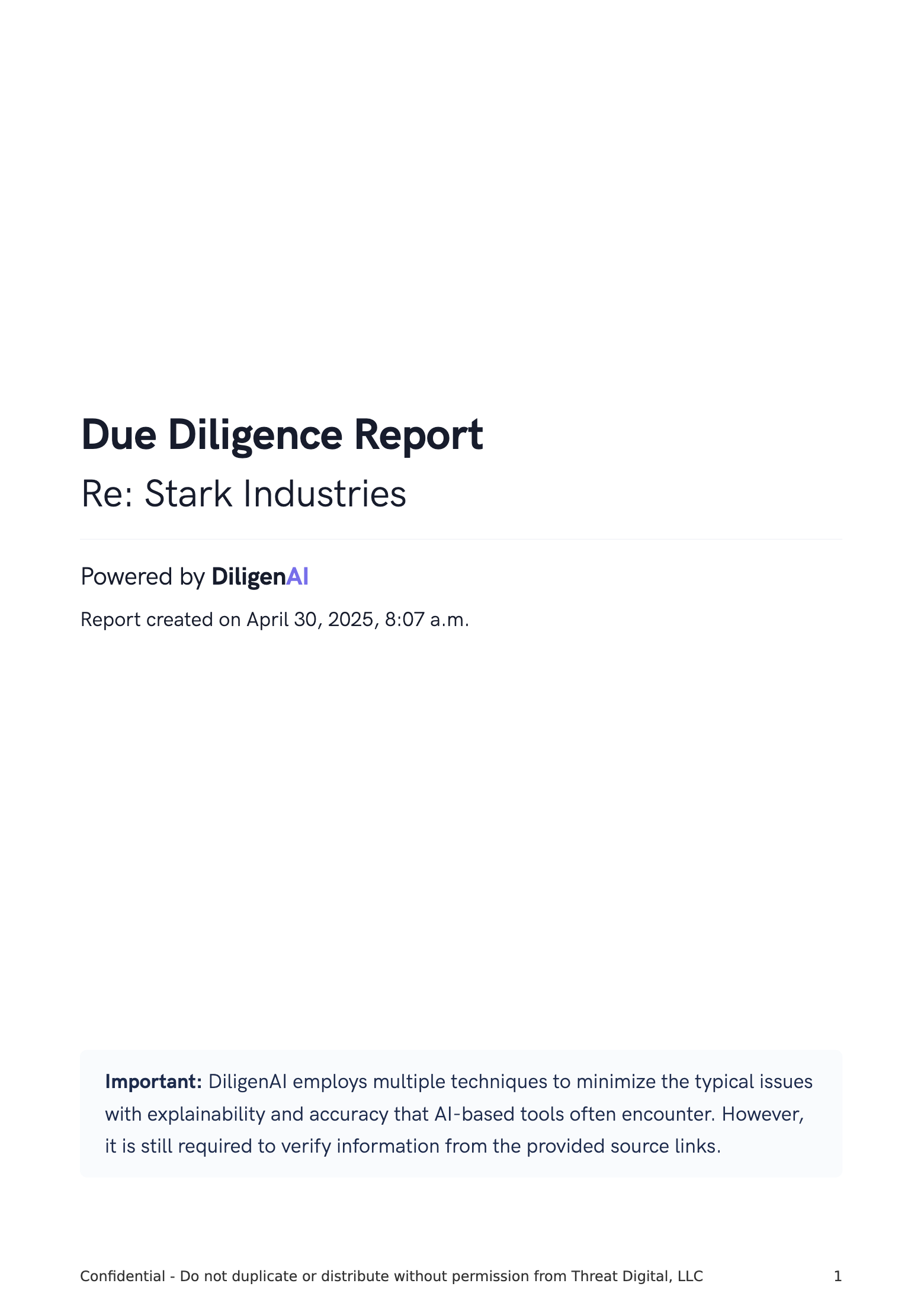 Automated Due Diligence